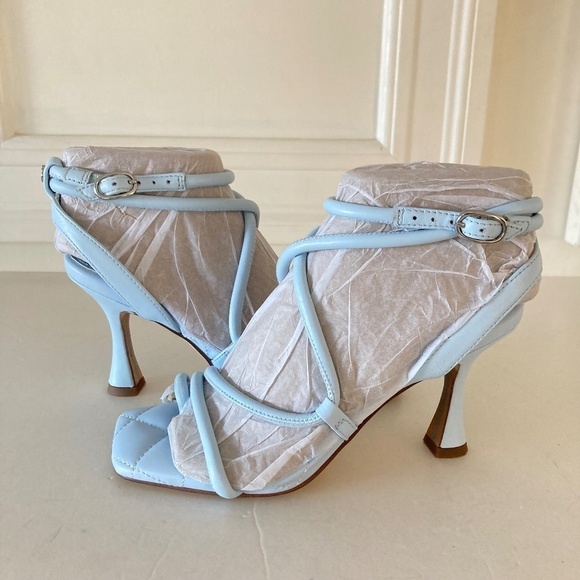 NWOT Sam Edelman Free People Maven Blue Leather Strappy Heels Sz 6 - Picture 1 of 7